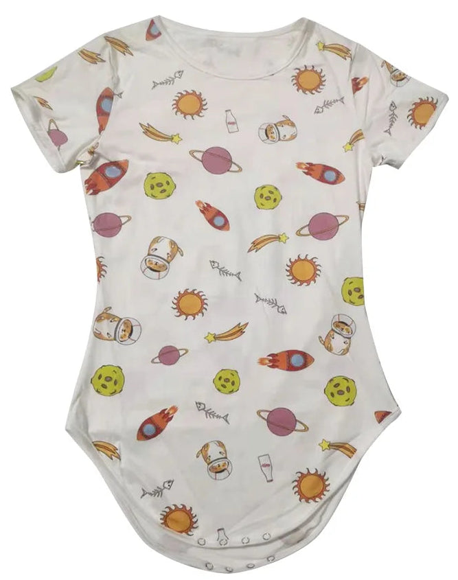 DDLG Adult Bodysuit Snap Crotch Printed Romper Onesie For Adult Baby