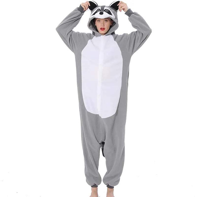 Raccoon Pyjamas Onesies For Adults One-Piece Bodysuit