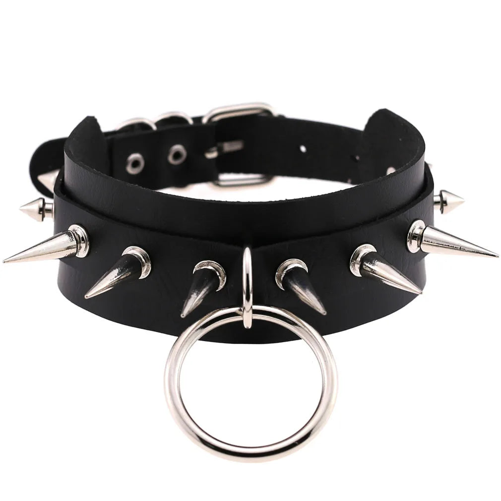 Gothic PU Leather Tassel Chain Choker Collars