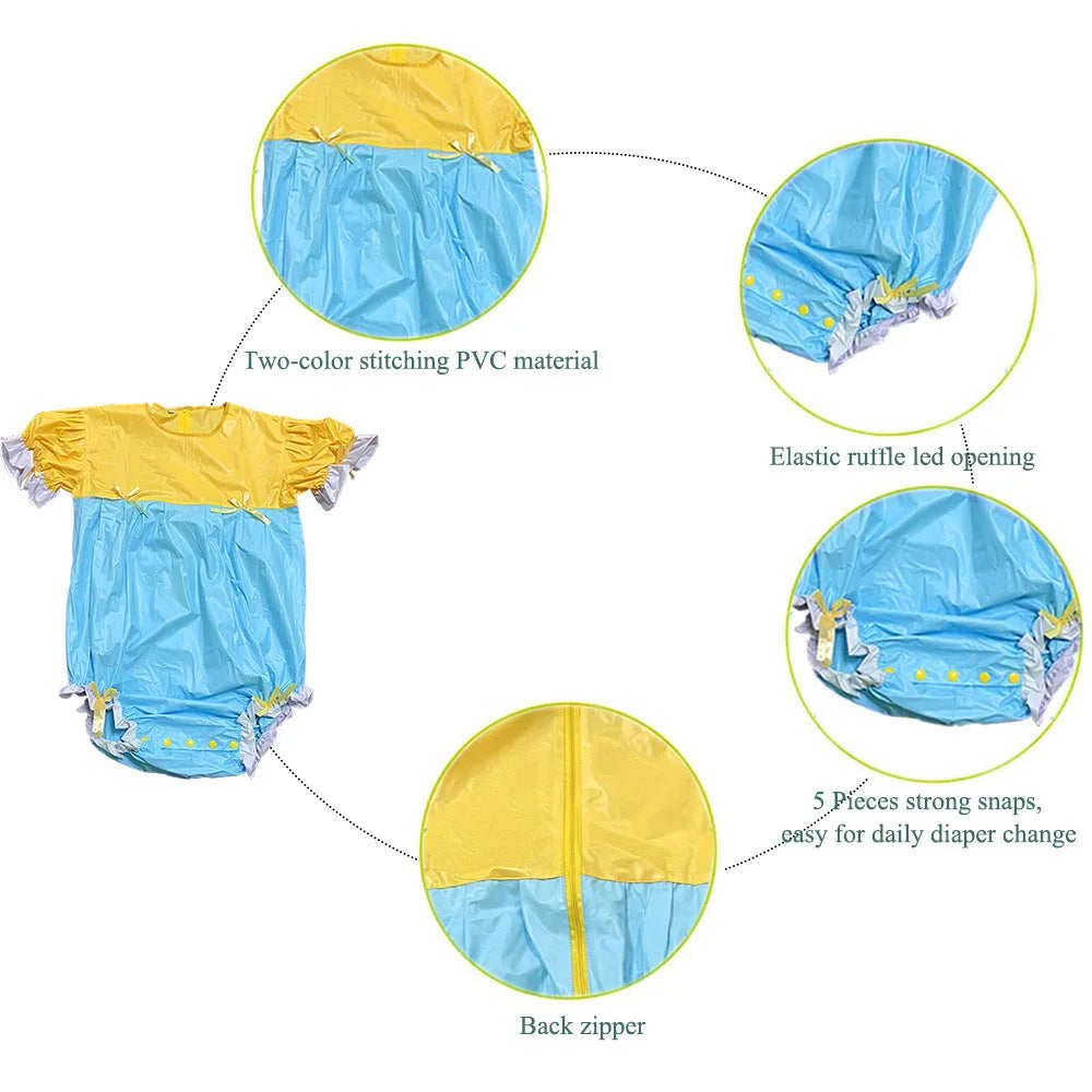 Yolien Sissy ABDL PVC Romper Onesie Pajamas Snap Crotch Bodysuit