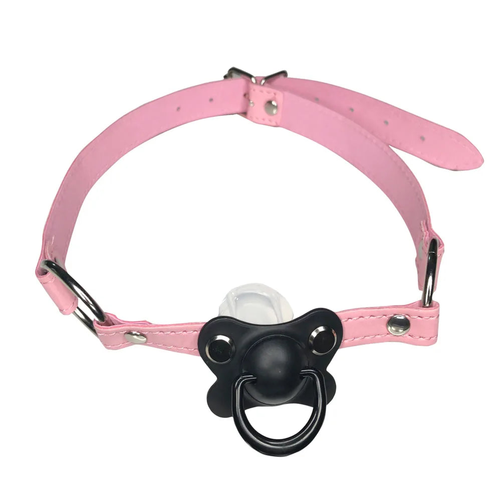 Pink Leather Pacifier Gag