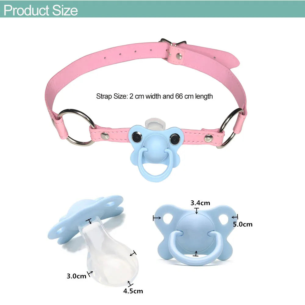 Pink Leather Pacifier Gag