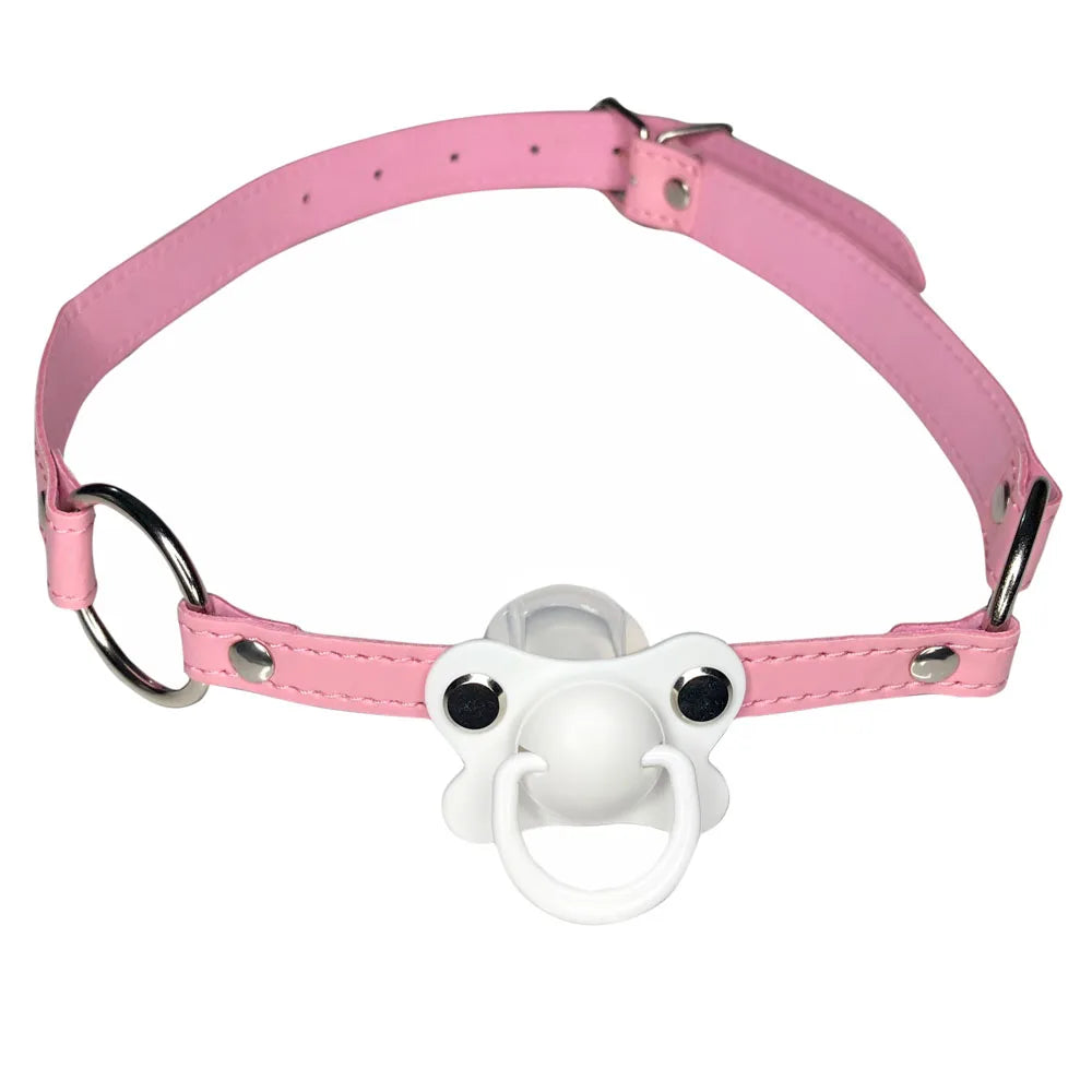 Pink Leather Pacifier Gag