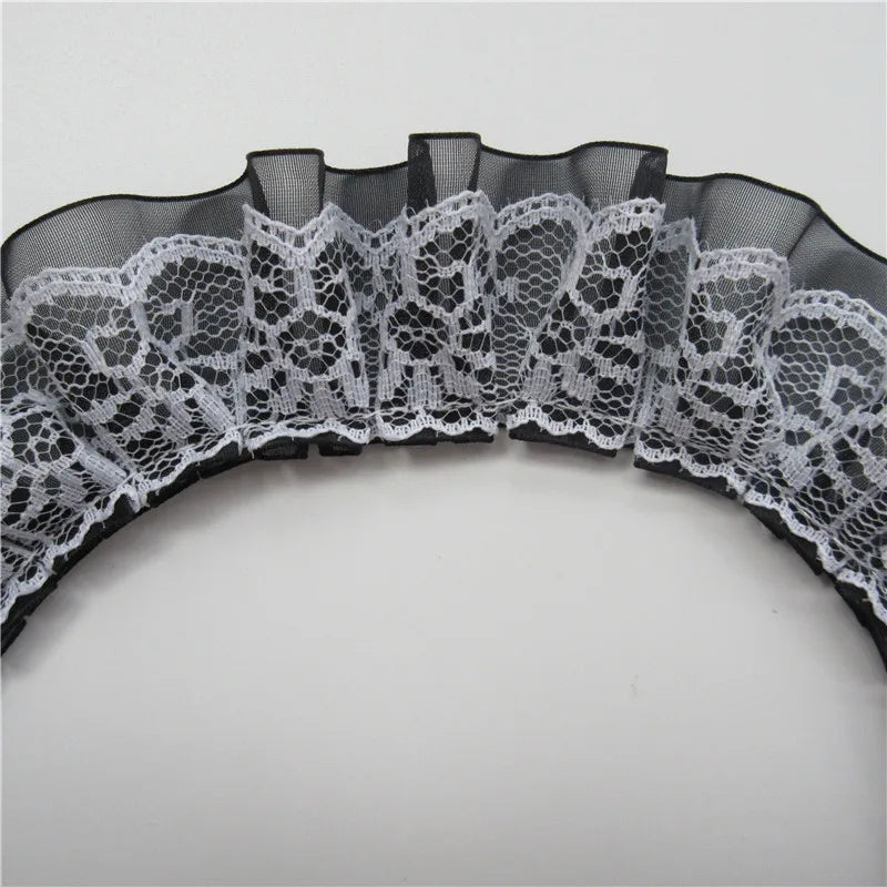 2yards/Lot 4cm Wide 2-layer Pleated Organza Lace Trim