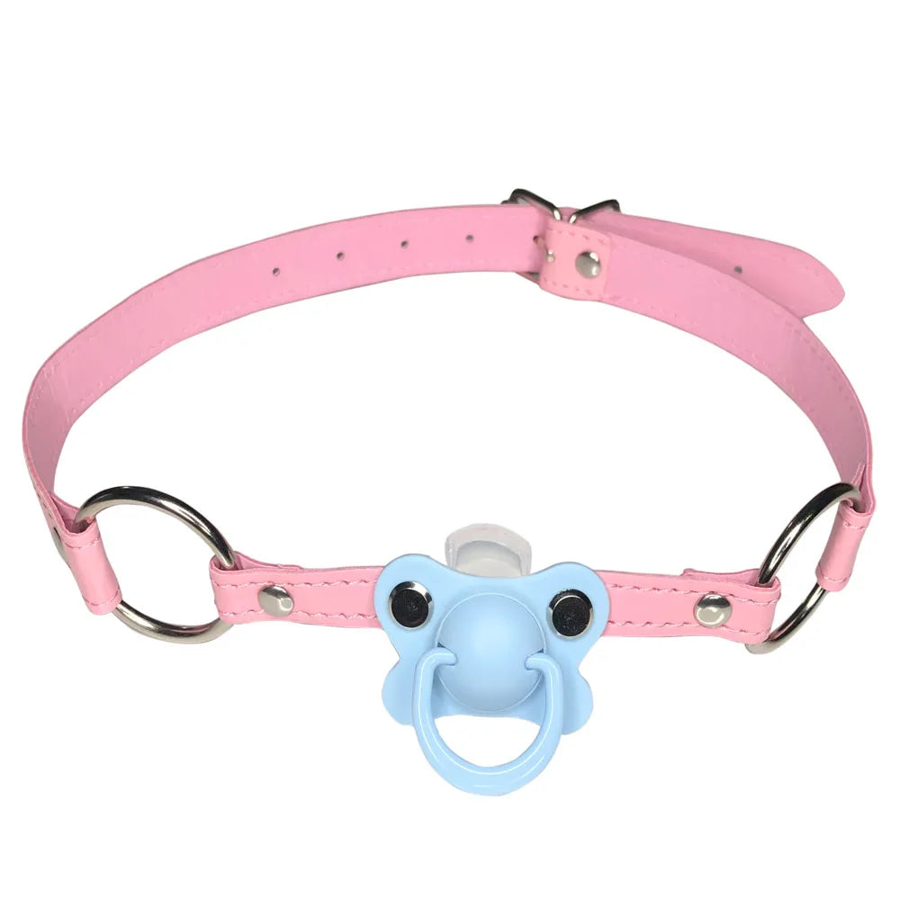 Pink Leather Pacifier Gag