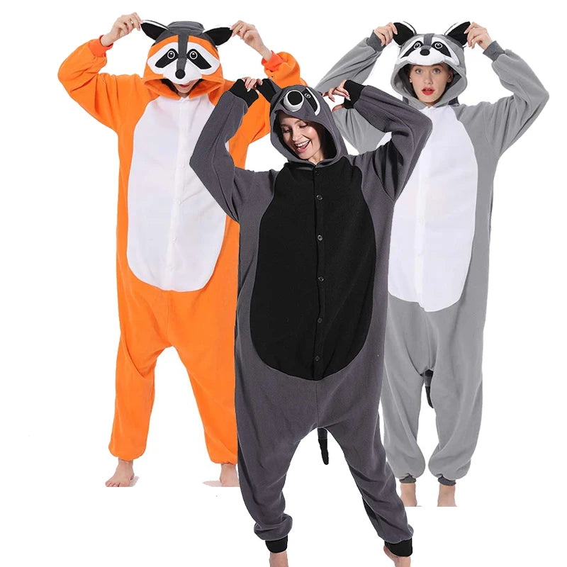 Raccoon Pyjamas Onesies For Adults One-Piece Bodysuit
