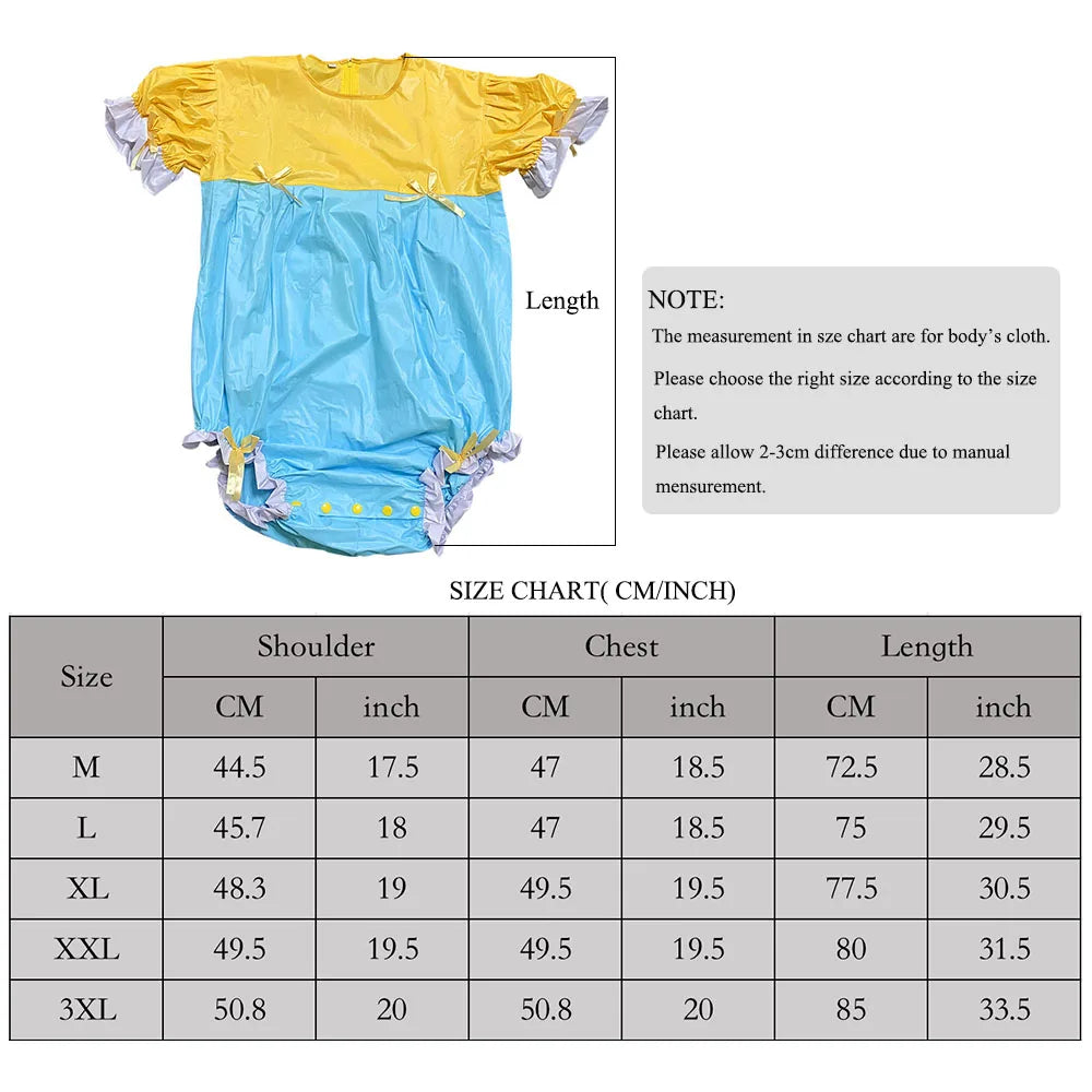 Yolien Sissy ABDL PVC Romper Onesie Pajamas Snap Crotch Bodysuit