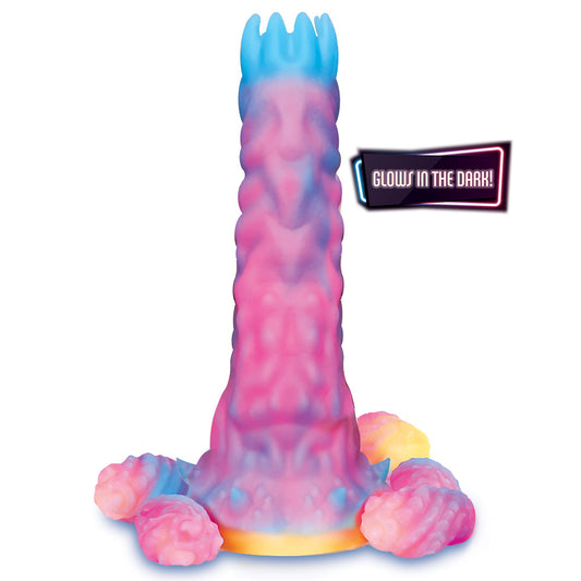 Colorful toy with a glowing feature on a white background