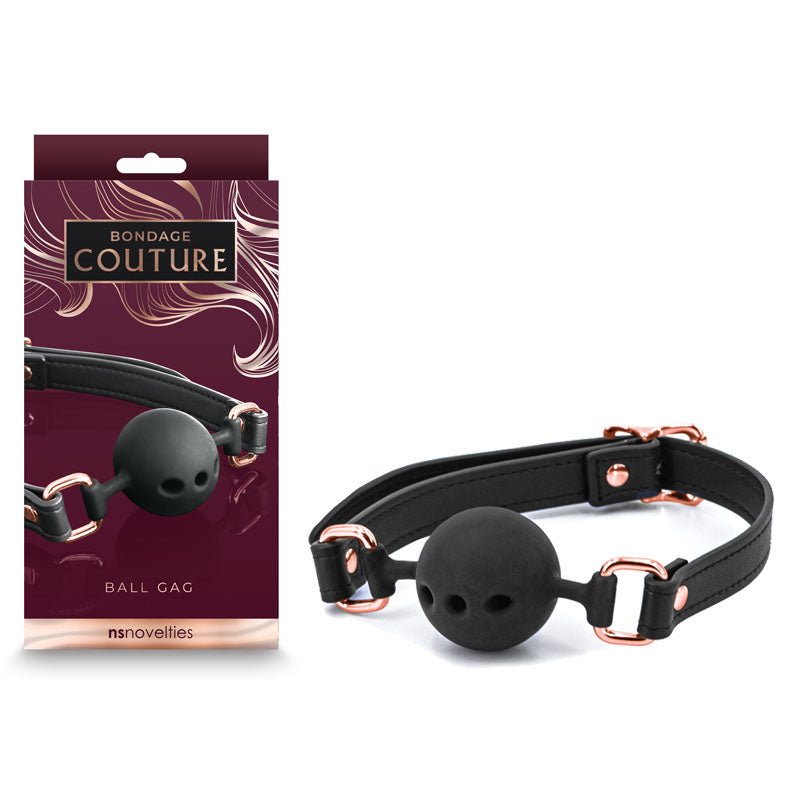 Bondage Couture Ball Gag  -  Black Mouth Restraint
