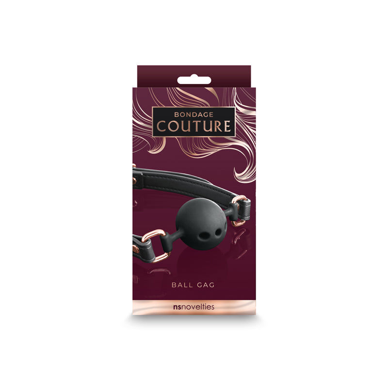 Bondage Couture Ball Gag  -  Black Mouth Restraint