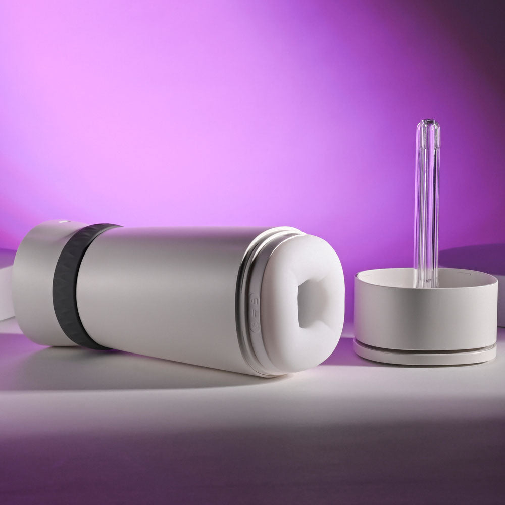 APRIL SPECIAL -Playboy Pleasure TWIST & STROKE - White USB Rechargeable Heating Stroker with UV Cleaning