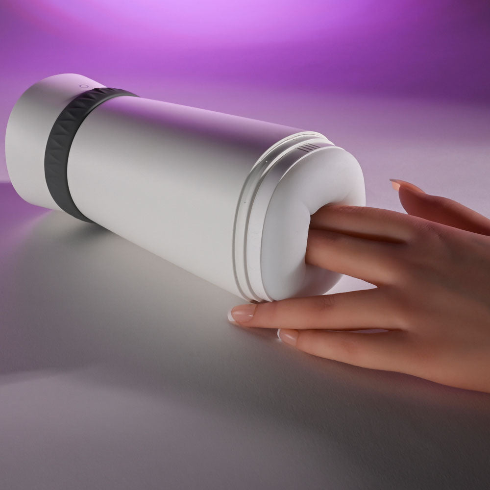 APRIL SPECIAL -Playboy Pleasure TWIST & STROKE - White USB Rechargeable Heating Stroker with UV Cleaning