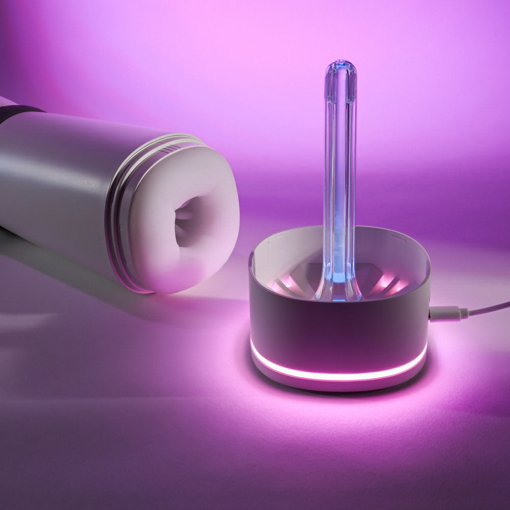 APRIL SPECIAL -Playboy Pleasure TWIST & STROKE - White USB Rechargeable Heating Stroker with UV Cleaning