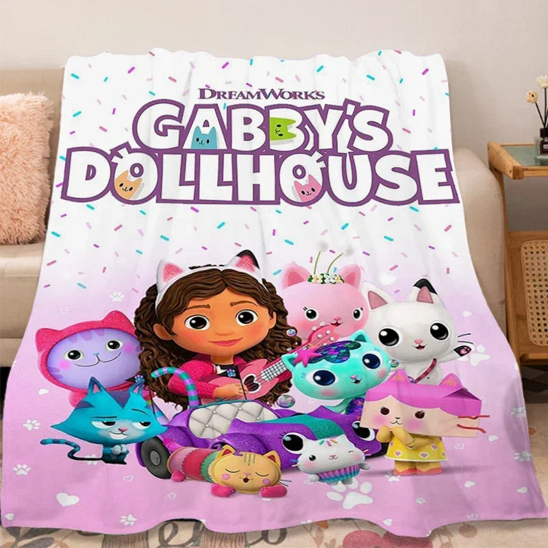 G-Gabbys D-Dollhouse Flannel Blanket Sofa Winter Lovely Warm Bed Fleece Custom Fluffy Soft Blankets Microfiber Bedding Kids Gift