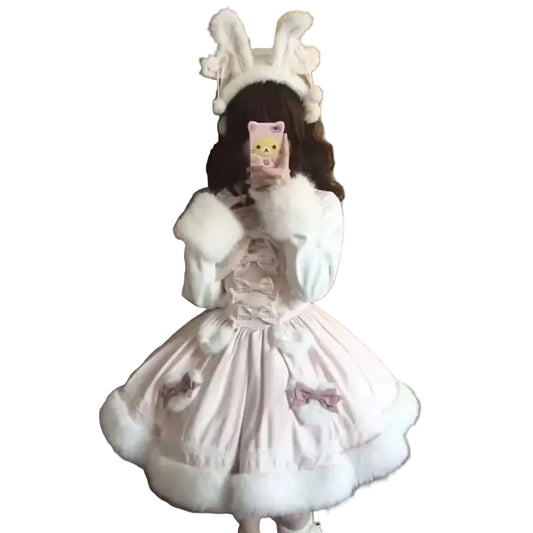Lolita Style 2-Piece  Kawai Bunny Hooded Cloak Set