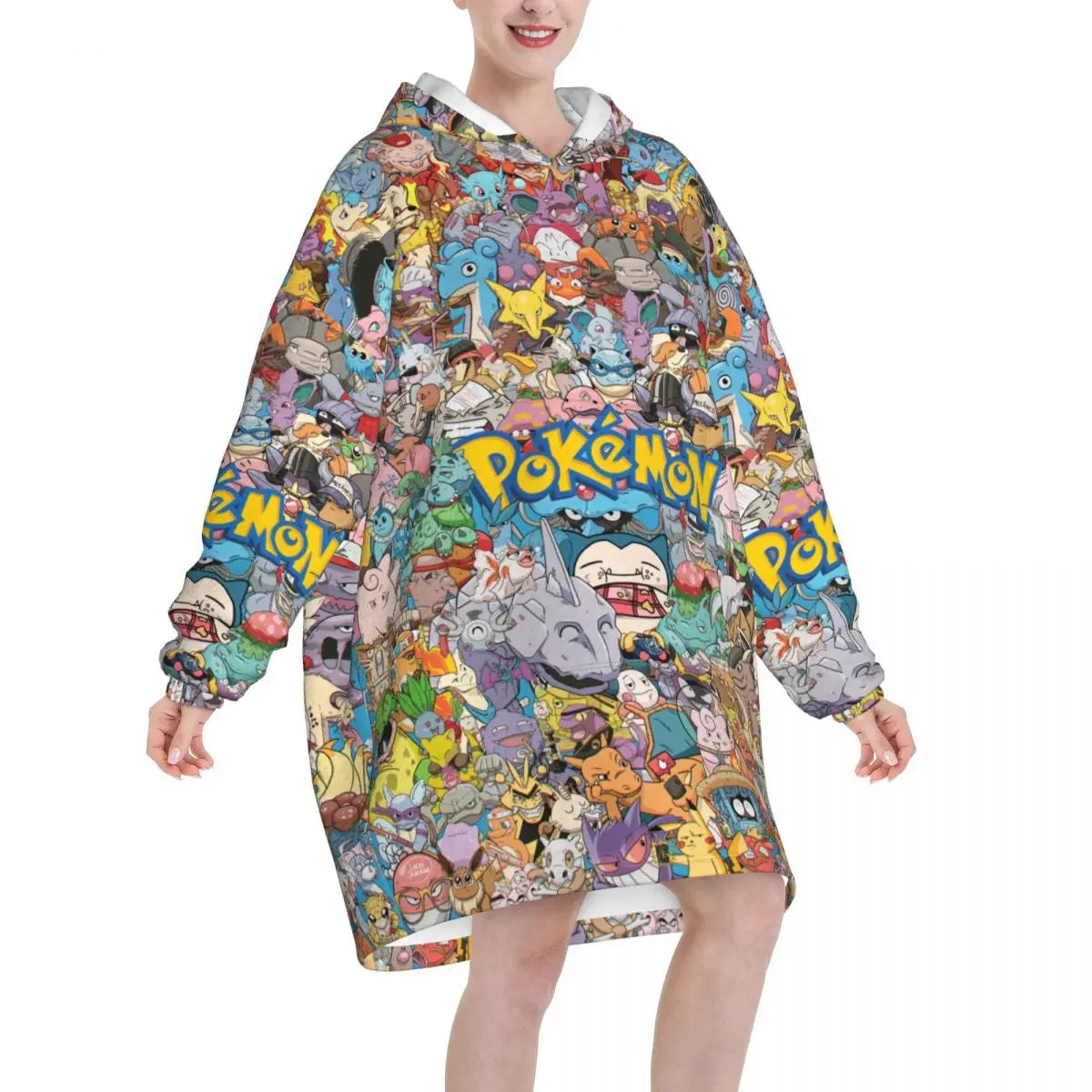 Pokemon Pikachus Blanket Hoodie Wearable Blanket Large with Pocket Warm Cozy Onesie