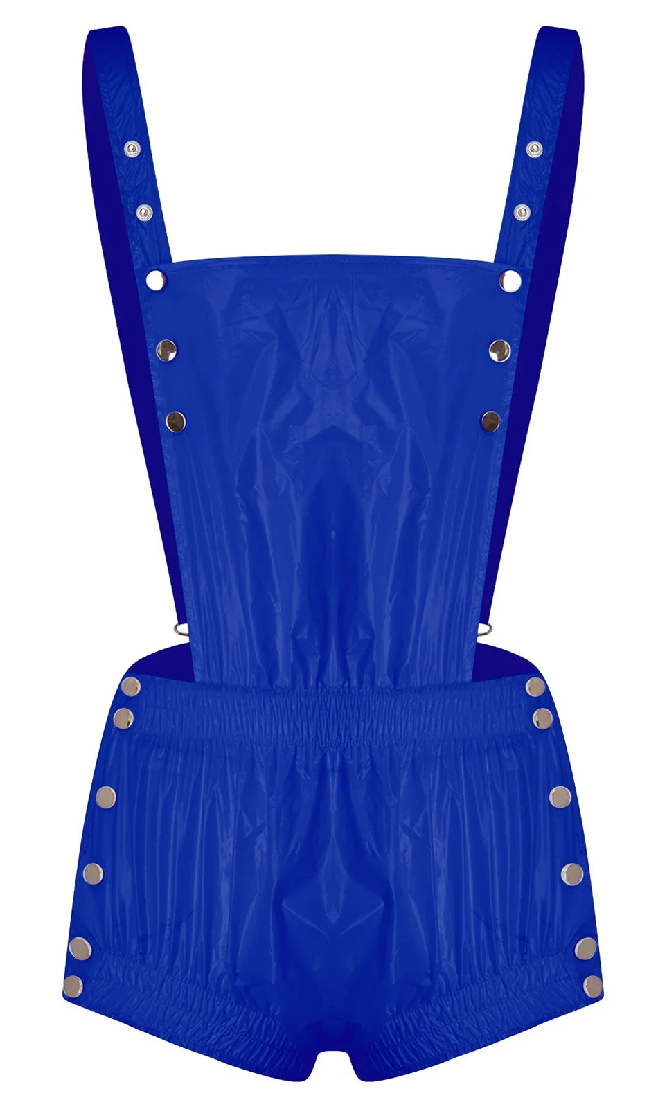 Unisex Overalls Shorts Metal Rivet Embellished Suspenders Bodysuit Waterproof