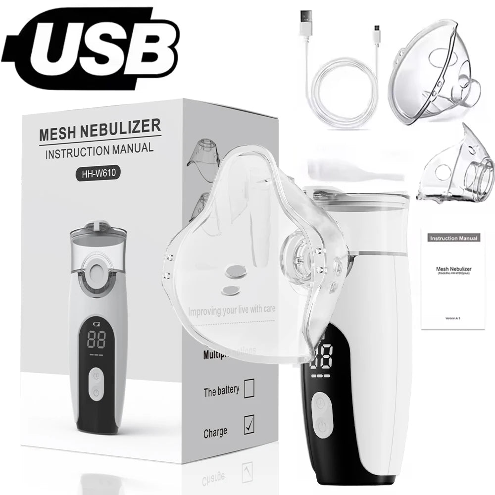 Medical Silent Ultrasonic Nebulizer Automizer Handheld Respirator Portable Asthma Humidifier for Kids Children Adult Health Care