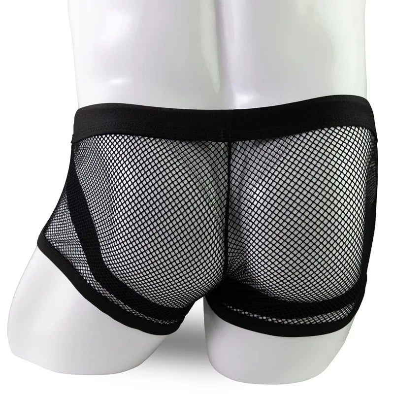 Mens Boxers Shorts Transparent Mesh Breathable Pouch Underpants