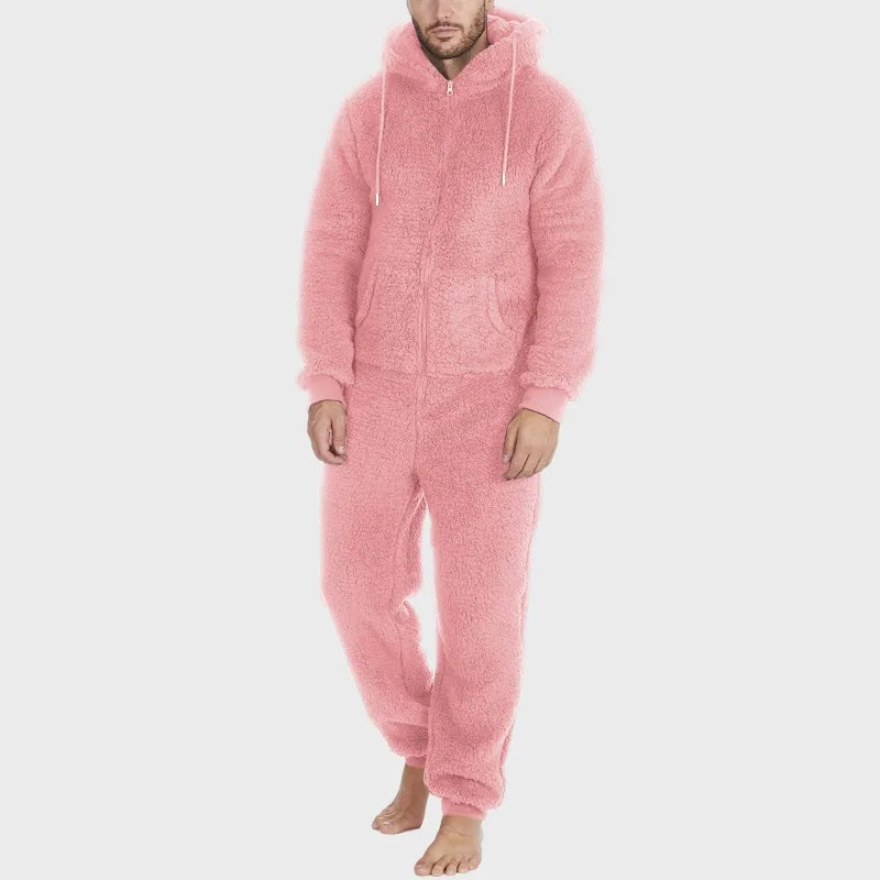 Zipper Warm Plush Jumpsuit Onesie Adult Sleepwear