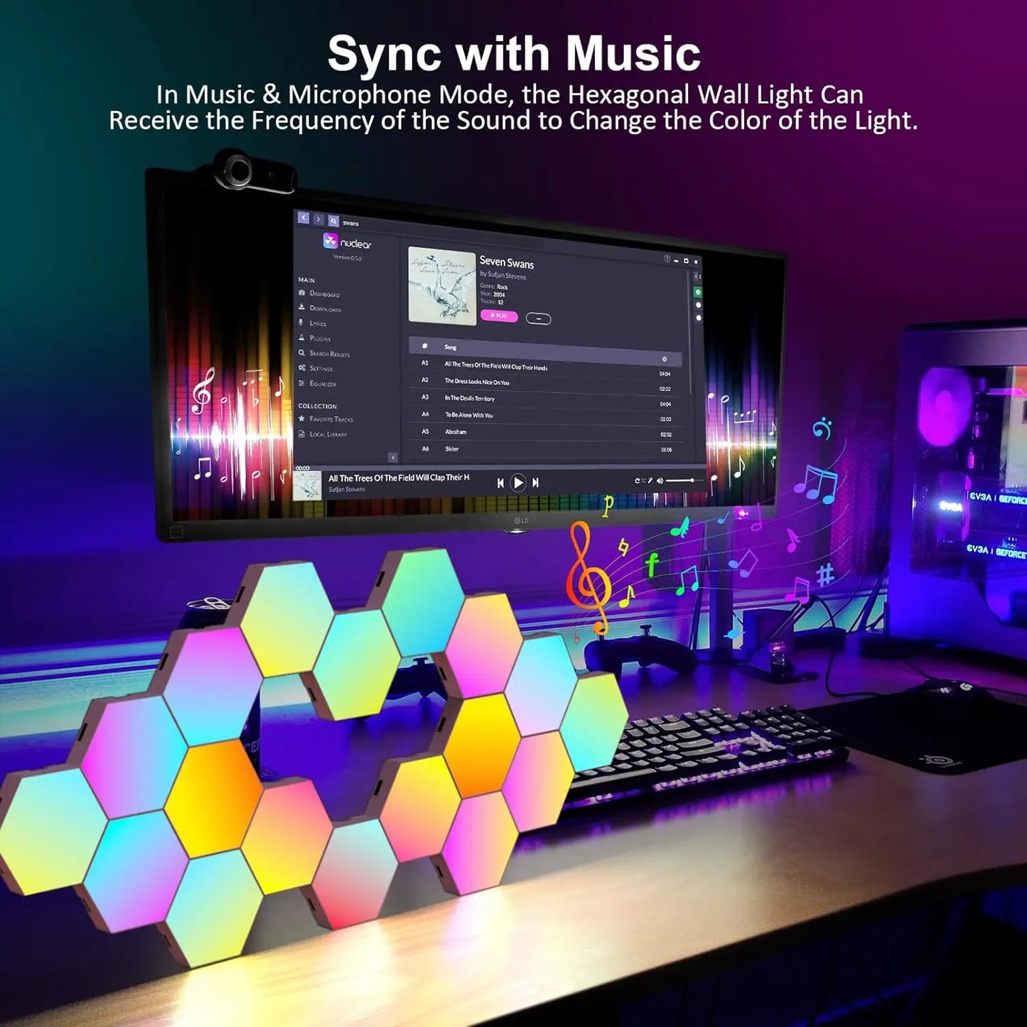 8/12/20 PCS Smart Hexagon Wall Light Colour Changing Ambient Hexagonal Lights
