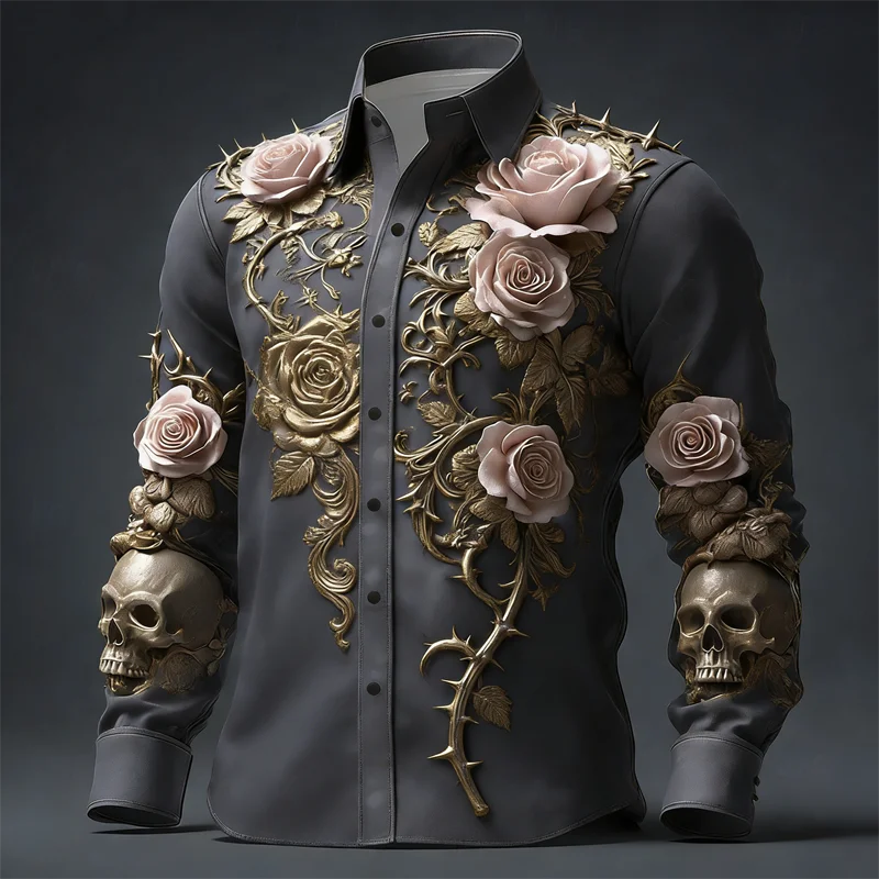 Long sleeved shirt 3D skull print quality