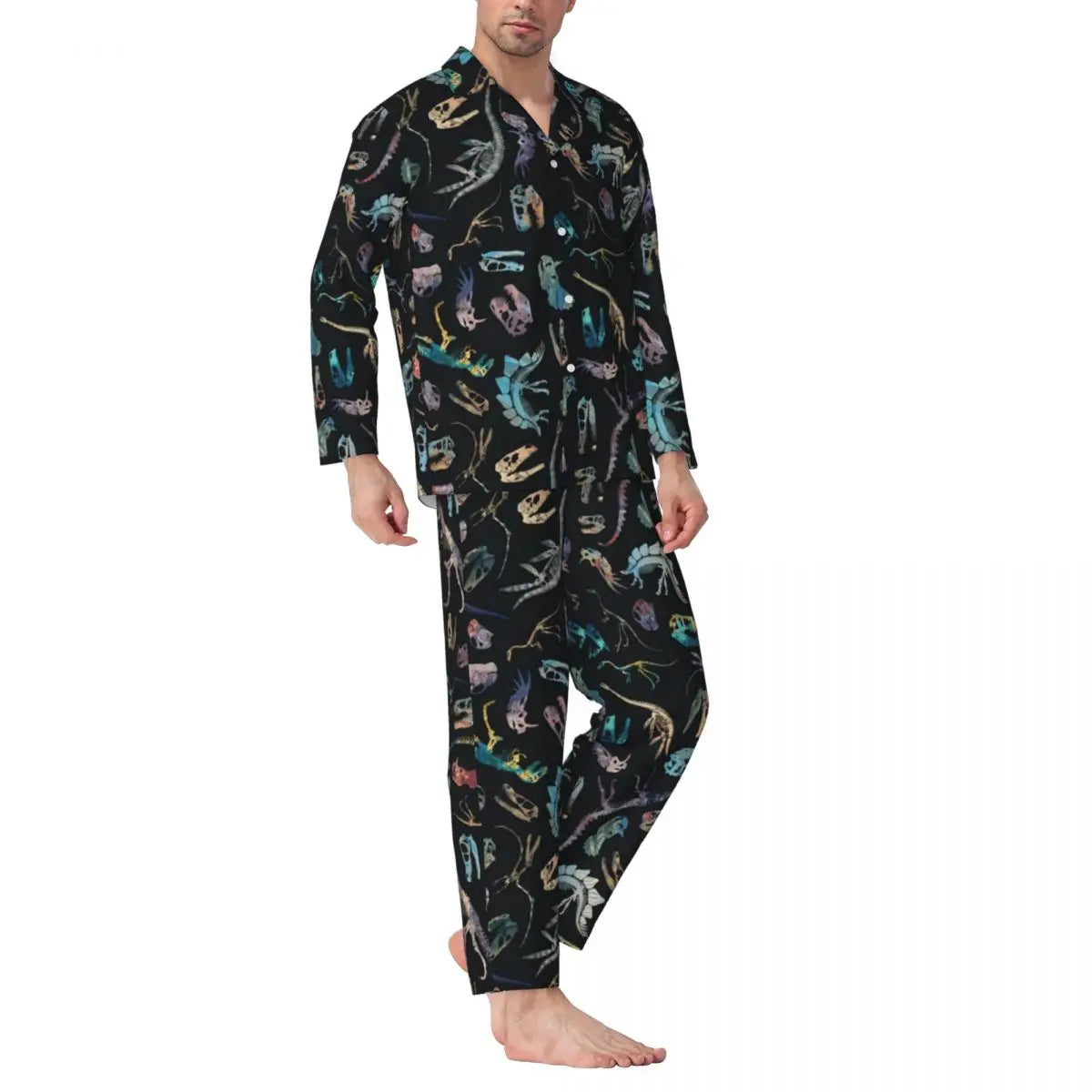 Colorful Cute Dinosaurs Pajamas Unisex Cartoon Dinos Jungle 2 Pieces