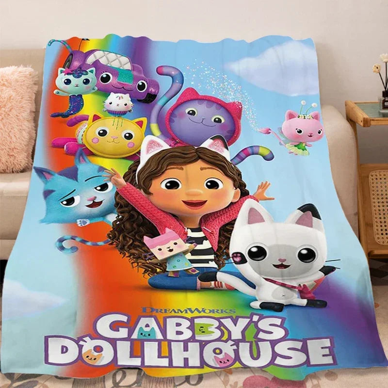 G-Gabbys D-Dollhouse Flannel Blanket Sofa Winter Lovely Warm Bed Fleece Custom Fluffy Soft Blankets Microfiber Bedding Kids Gift