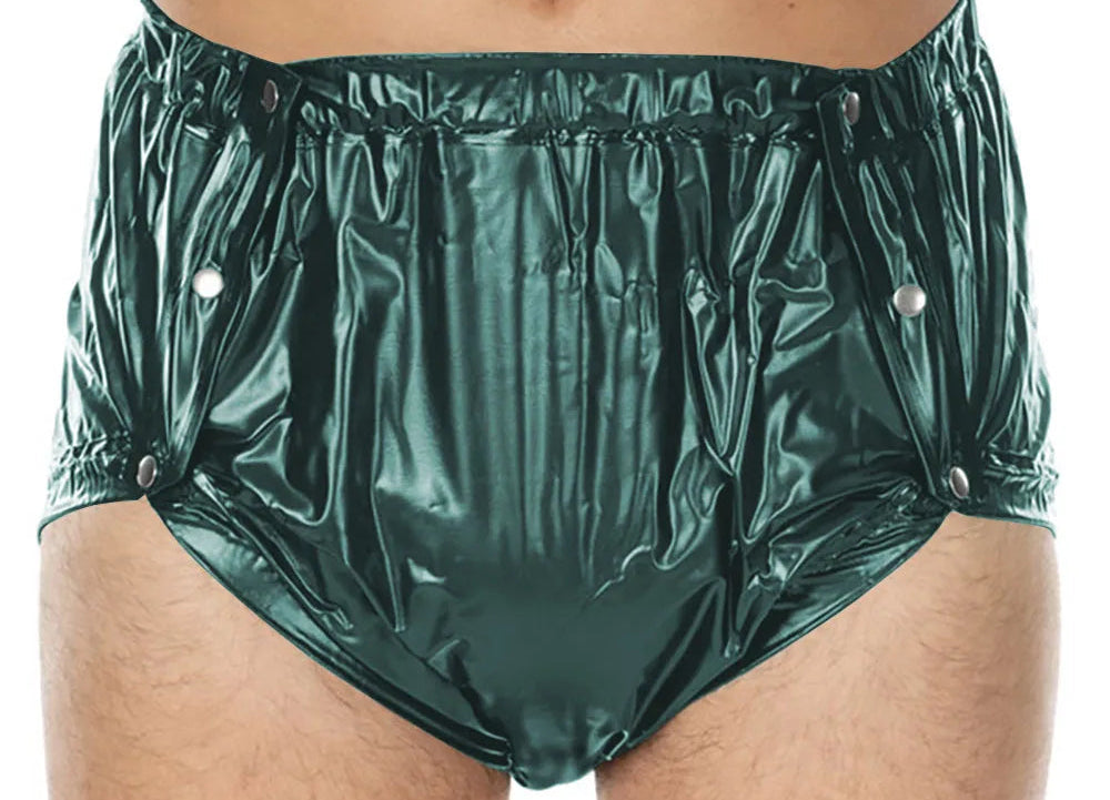 Unisex PVC Shiny Wetlook Button-up Sissy Knicker Nappy Covers for ABDL