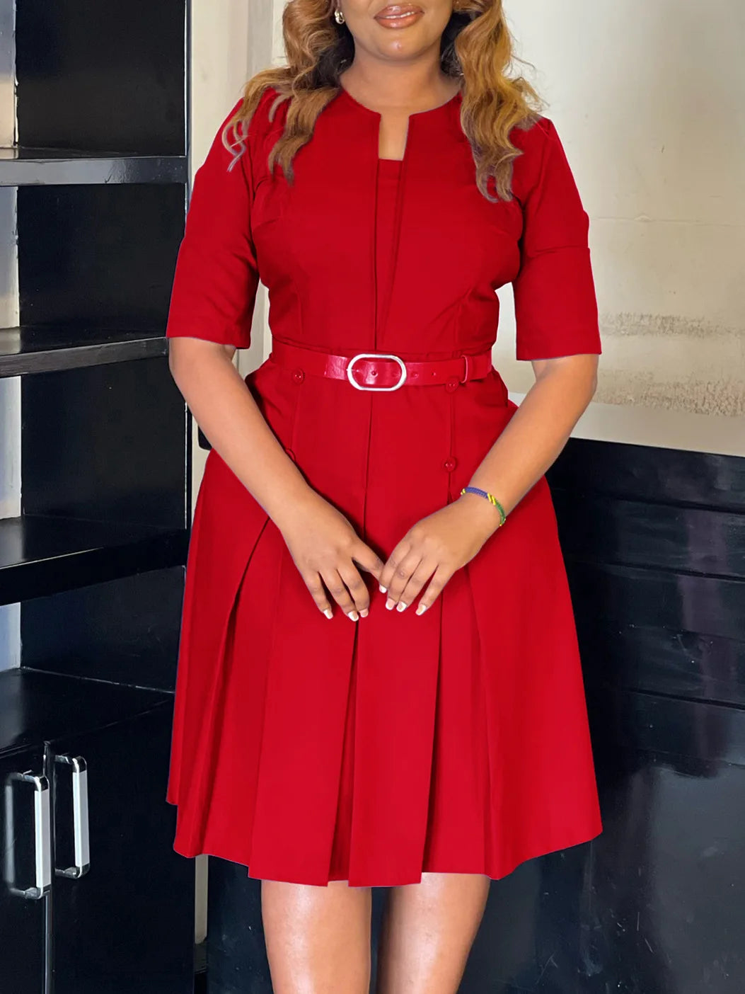 Solid Color Women's Dress