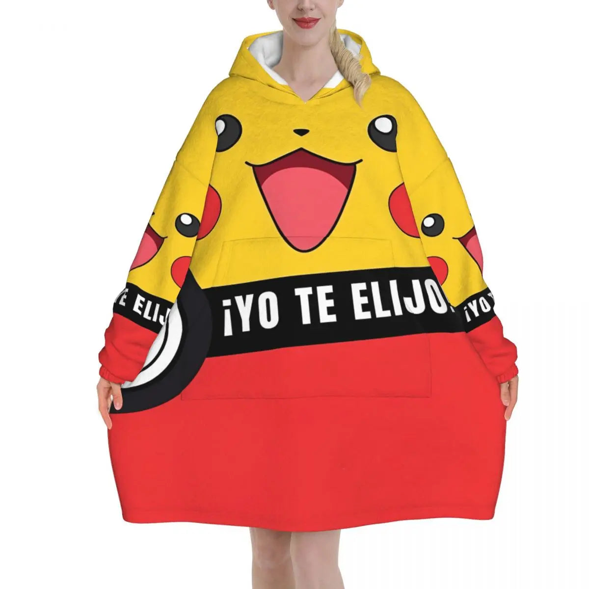 Pokemon Pikachus Blanket Hoodie Wearable Blanket Oversize with Pocket Warm Onesie