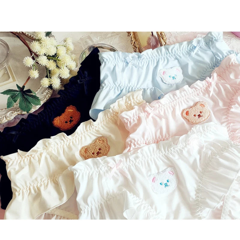 Milk Silk Middle Waist Lovely Cartoon Bear Panties