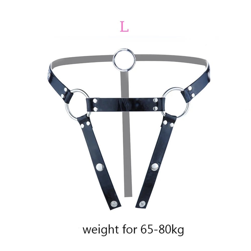 PU Leather Chastity Belt For Metal Cage Harness Belt