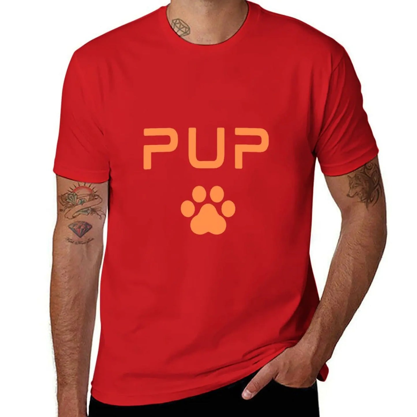 PUP Paw Print - Orange T-Shirt oversized mens cotton t shirts