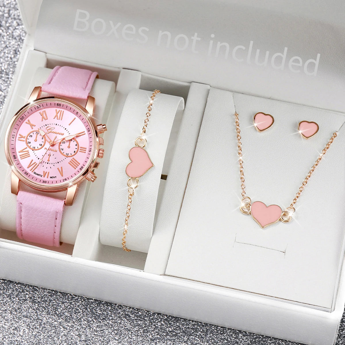 5/6PCS Fashion Women's Quartz Watch Leather Band Analog Wrist Watches
