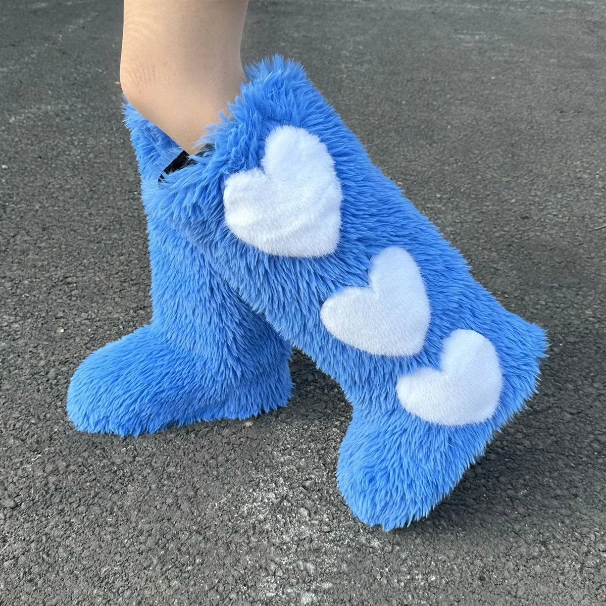 New Winter Flat Long  Lined Thickened Waterproof Warm Heart Pattern Snow Boots