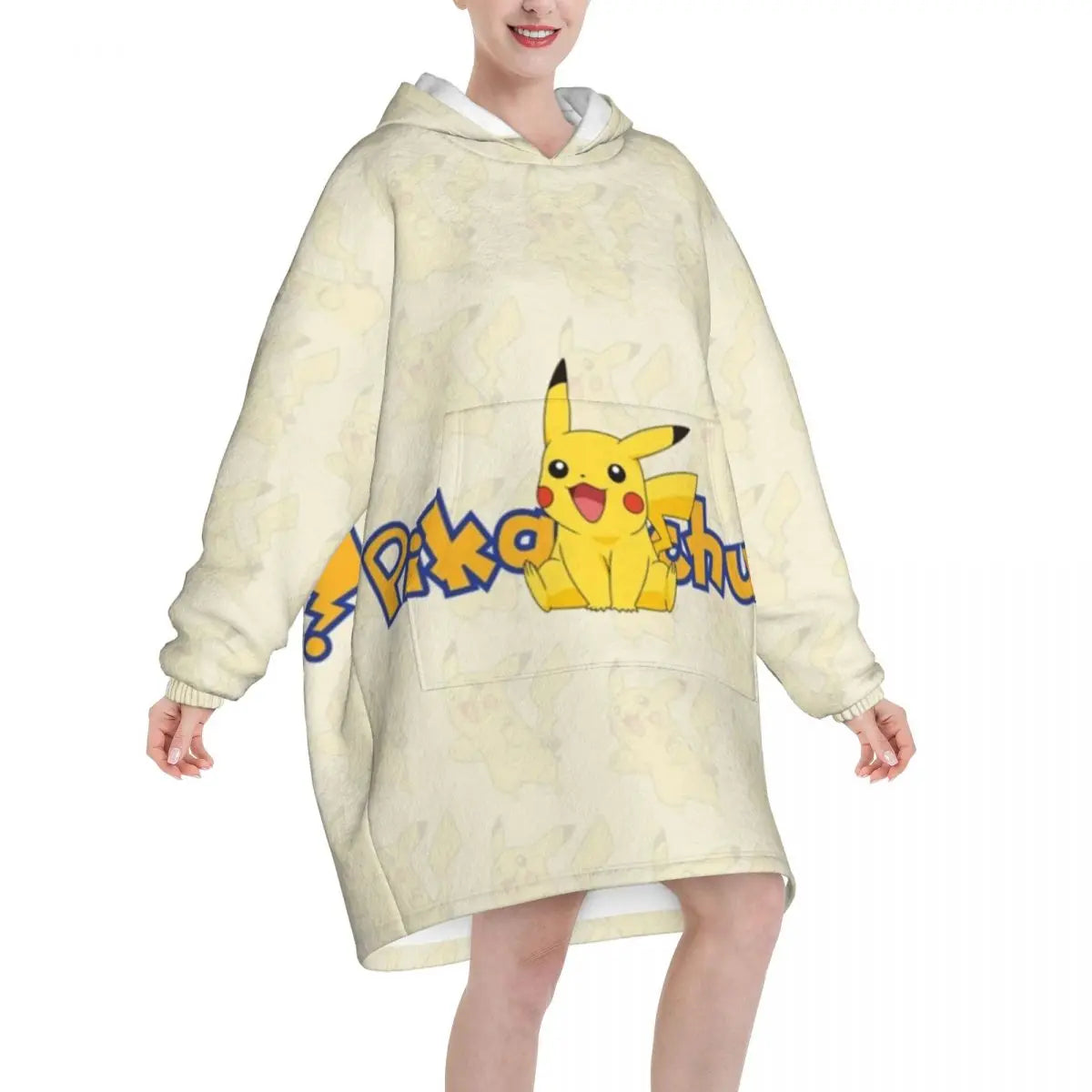Oversized Pokemoned Pikachus Wearable Blanket Gifts for Women Men Ultrasoft Plush Warm Sweatshirt Blankets With Pocket