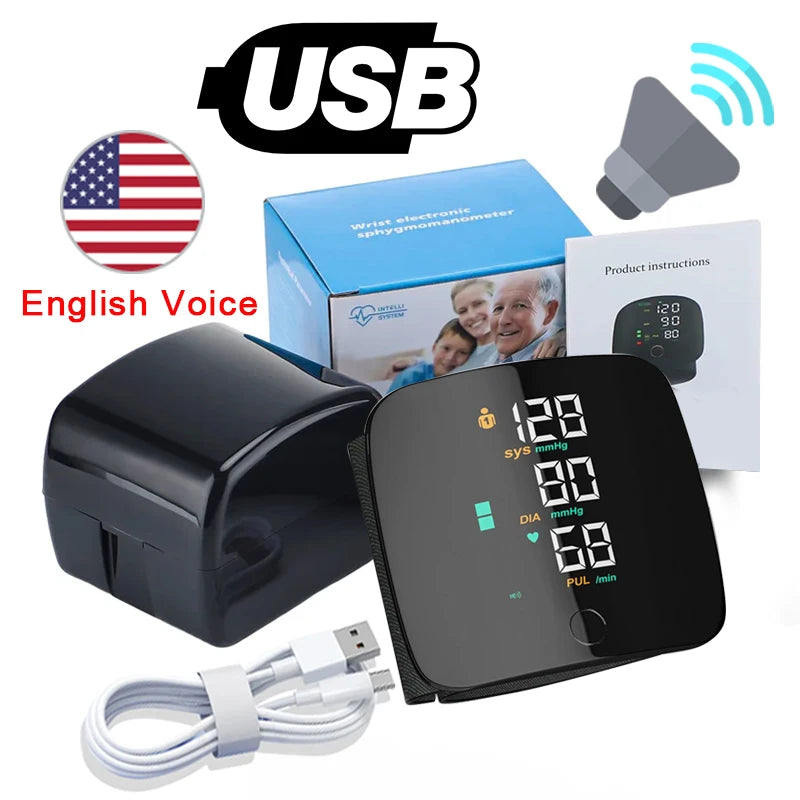 LED Wrist Blood Pressure Monitor Rechargeable