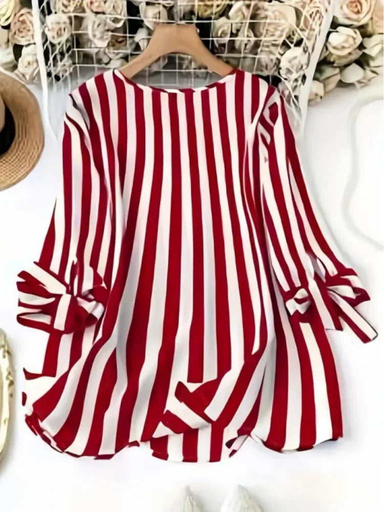Plus Size Woman Plaid T-shirt V-neck Jumper Light Breathable Tops