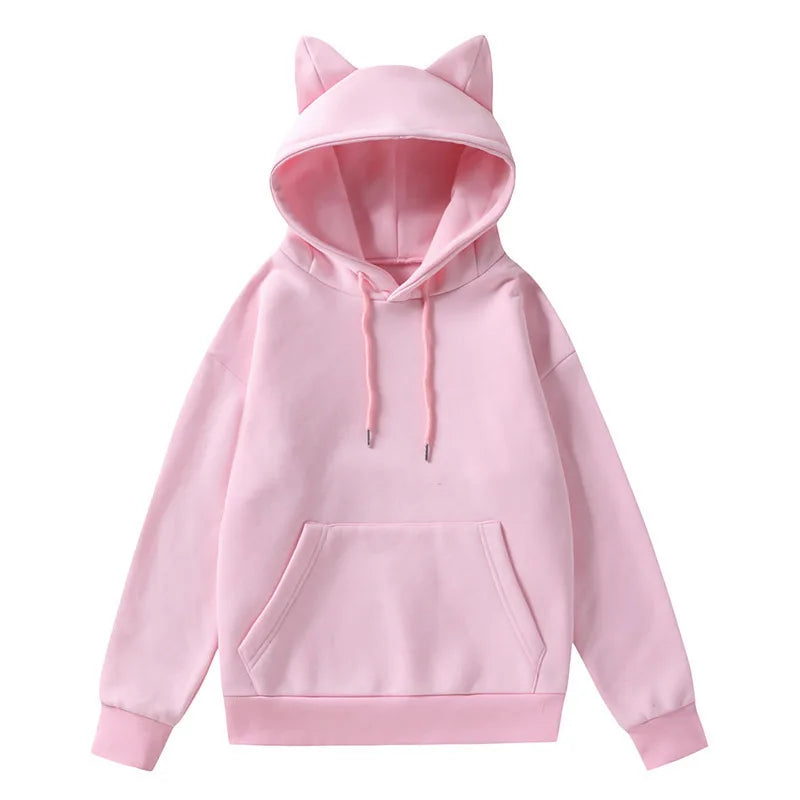 Unisex Cat's ears hooded fleece sweater