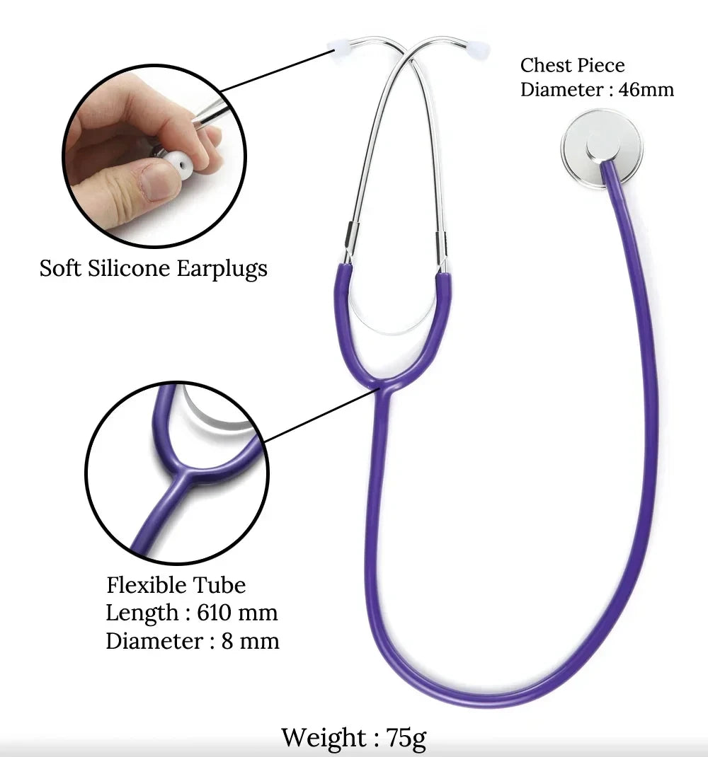 Portable Single Head Stethoscope Professional Medical Equipment Device Student Vet Nurse Clinic