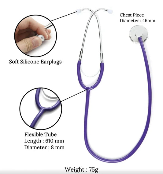 Portable Single Head Stethoscope Professional Medical Equipment Device Student Vet Nurse Clinic