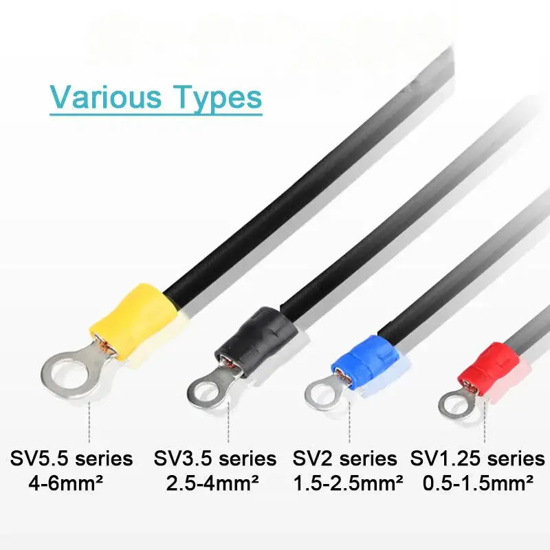 10/50/100Pcs Insulated Ring Terminal Crimp Connector Ring Cable Wire Connectors Cord Pin End Butt Terminals RV1.25 RV2 RV5.5