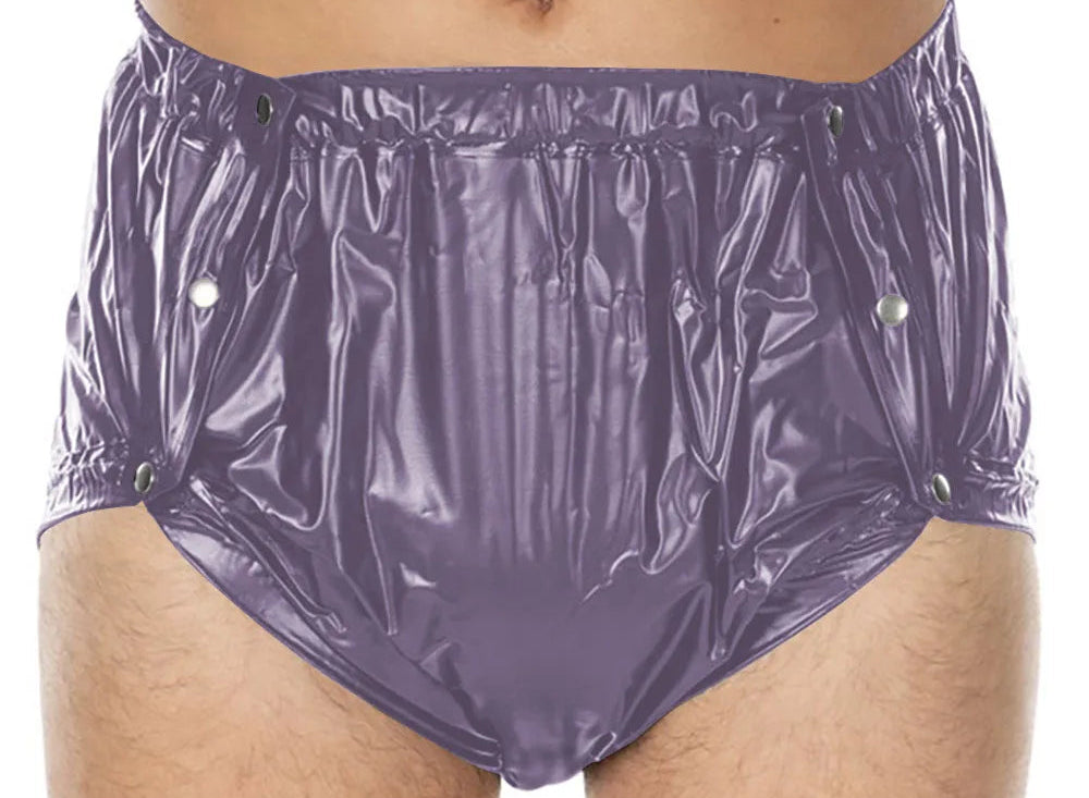 Unisex PVC Shiny Wetlook Button-up Sissy Knicker Nappy Covers for ABDL