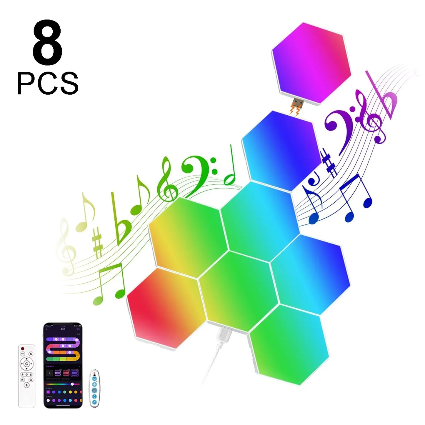 8/12/20 PCS Smart Hexagon Wall Light Colour Changing Ambient Hexagonal Lights