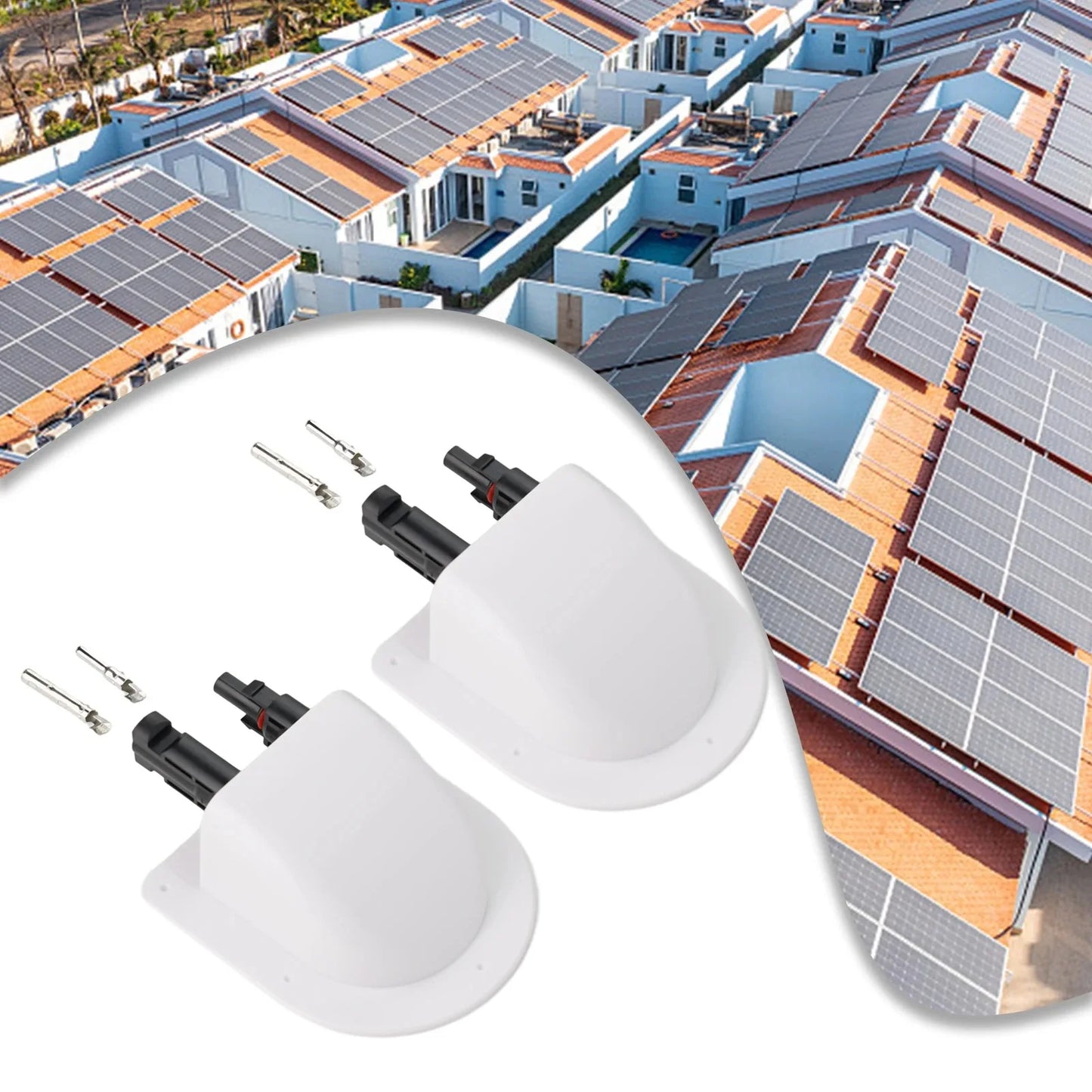 Waterproof Car Junction Box Solar Panel Cable Entry Gland Sealing Box Double Hole Curved Connector for RV Caravan Motorhome Boat
