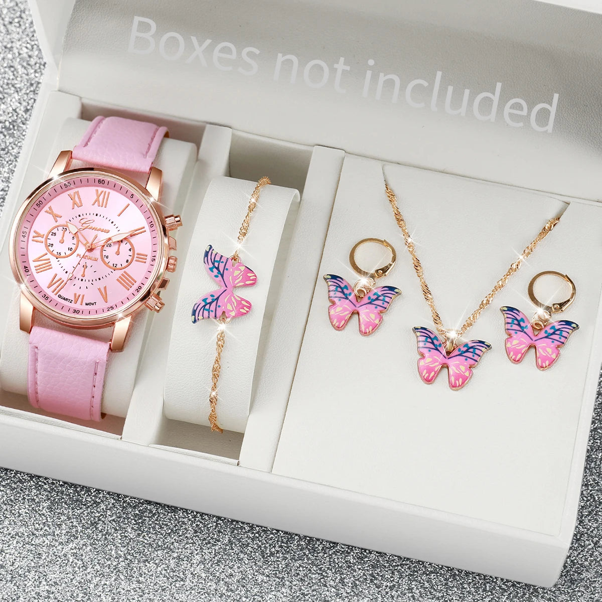 5/6PCS Fashion Women's Quartz Watch Leather Band Analog Wrist Watches