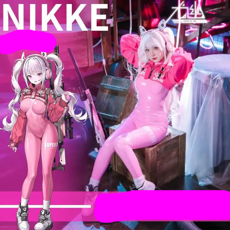Nikki Alice Cosplay Costume Bodysuit with Ear Gloves Wig Cosplay