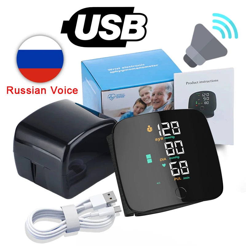 LED Wrist Blood Pressure Monitor Rechargeable