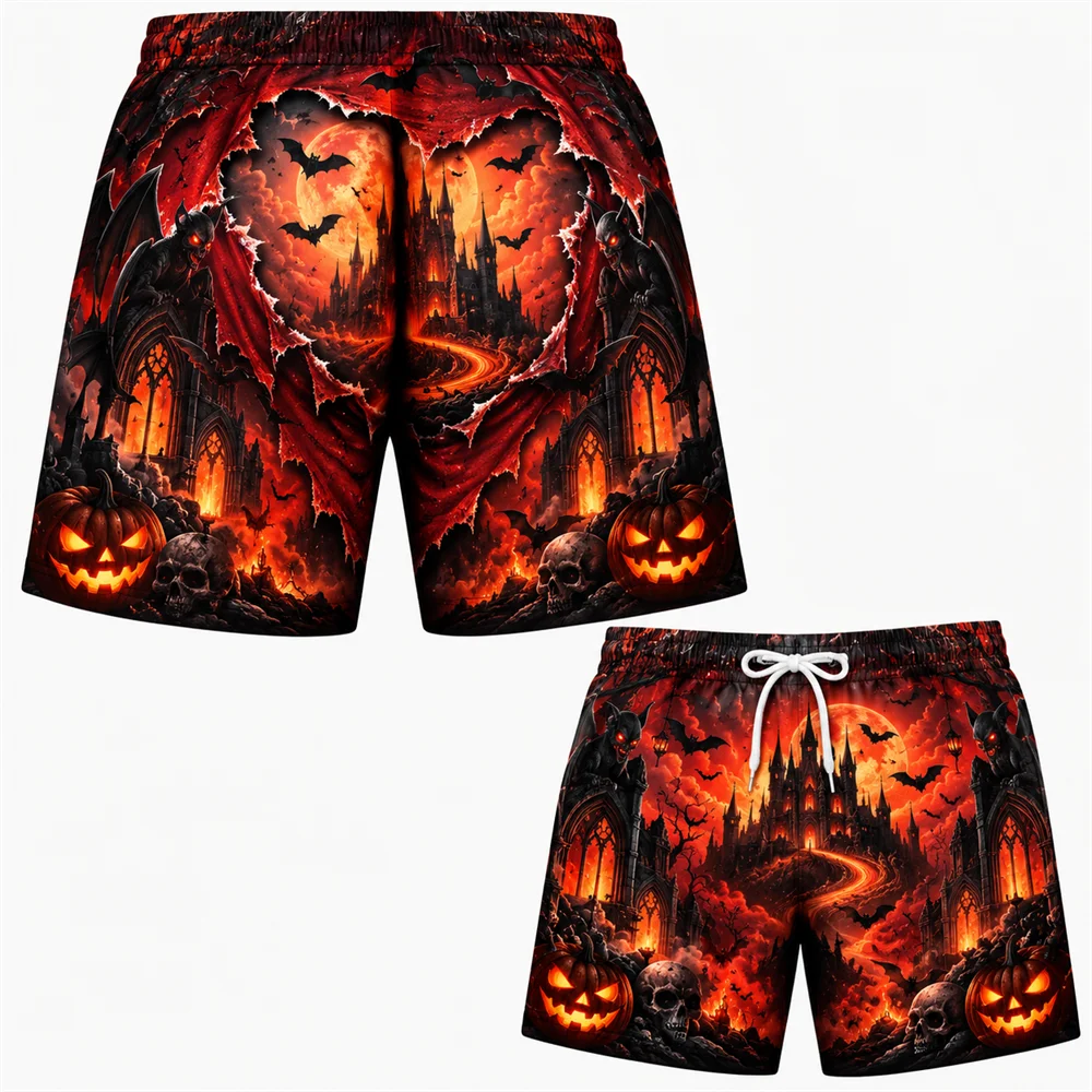 Funny Halloween Fake Buttocks Board Shorts For Men